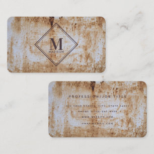 Bruin Beige Rust Metallic Textuur Monogram Initiaa Visitekaartje
