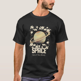 Bruin Beige Saturnus Planeet T-shirt