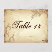 Bruin beige scroll blad trouwtafel briefkaart (Achterkant)