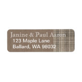 Bruin beige speldenlabel etiket (Voorkant)