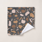 Bruin, beige, Tan en Grey Terrazzo Pattern Bad Handdoek (Wasdoekje)