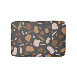 Bruin, beige, Tan en Grey Terrazzo Pattern Badmat