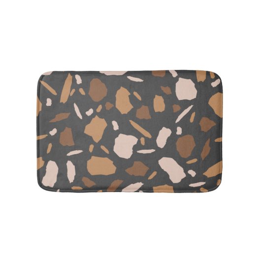 Bruin, beige, Tan en Grey Terrazzo Pattern Badmat (Voorkant)