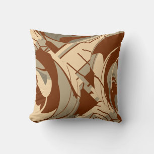 Bruin Beige Tan Mediterraan Lush Leaves Motief Kussen
