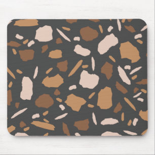 Bruin, Beige, Taupe en Grijs Terrazzo Marmer Muismat