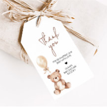 Bruin Beren ballon Baby shower Favor Tags