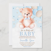 Bruin Beren ballon Baby shower Kaart (Voorkant)