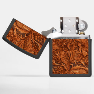 Bruin bewerkt 3-D leer bloemenpatroon