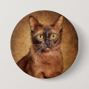 Bruin-Birmese kattenwerk Ronde Button 7,6 Cm