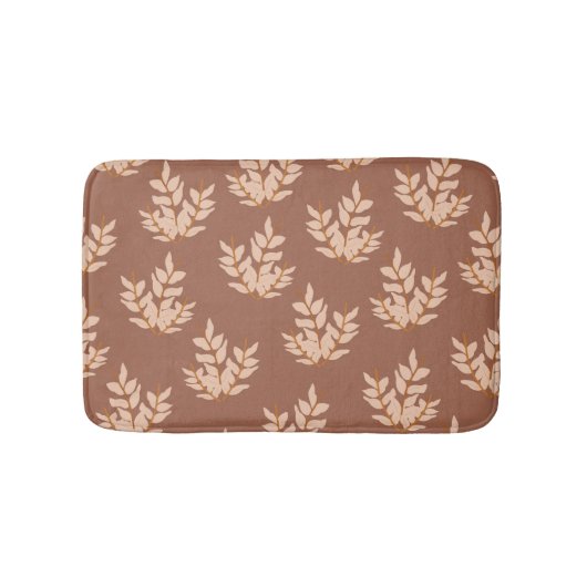 Bruin blad laat  lijnbladpatroon badmat (Voorkant)