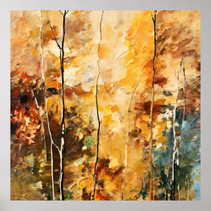 Bruin Blad Natuur Sereniteit Abstracte Kunst Poster