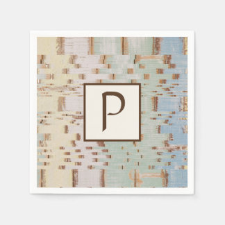 Bruin Blauw Abstract Monogram Servet
