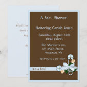 Bruin blauw Baby shower Kaart (Voorkant / Achterkant)