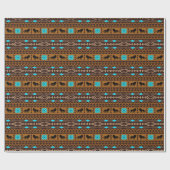 Bruin blauw en beige Afrikaans patroon & leeuwen Cadeaupapier (Vlak)