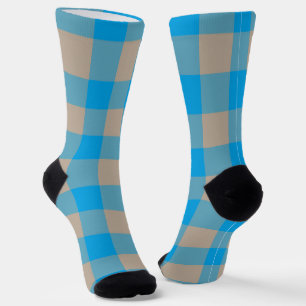 Bruin Blauw Geruit Schachbrettpatroon Sokken