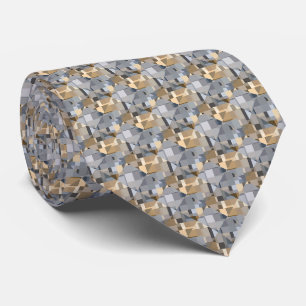 Bruin/Blauw Modieus Patroon Stropdas