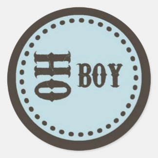 Bruin & Blauw Oh Boy Baby shower Sticker