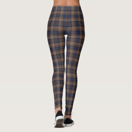 Bruin blauw Tartan Pset Rustin Pattern Leggings (Achterkant)