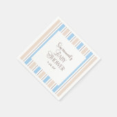 Bruin Blauw Wit Streeppatroon Custom Baby shower Servet (Hoek)