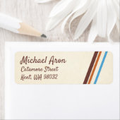 Bruin & blauwe strepes retouradreslabels etiket (Insitu)