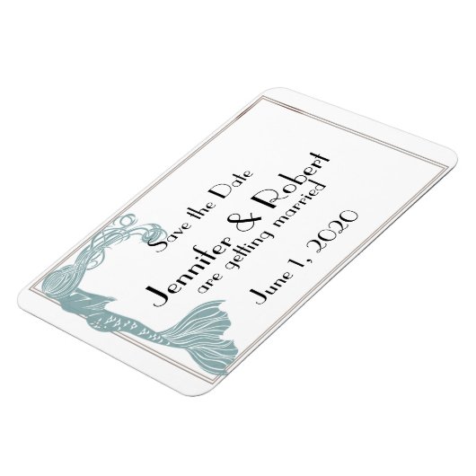 Bruin Blauwgroen Art Deco Posh Bruiloft Save the D Magneet (Linkerzijde)