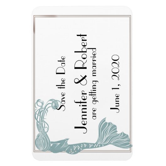 Bruin Blauwgroen Art Deco Posh Bruiloft Save the D Magneet (Verticaal)