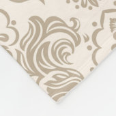  bruin bloemdamast fleece deken (Hoek)