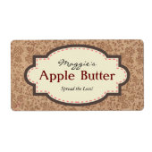Bruin Bloemen Apple Butter Jam Jar Labels, Aangepa Etiket (Voorkant)