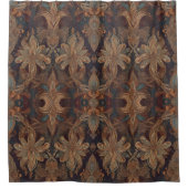 Bruin Bloemen Boho douchegordijn (Voorkant)