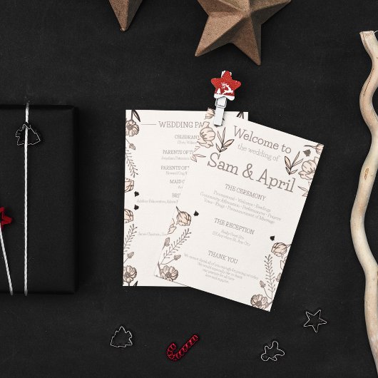 Bruin Bloemen Huwelijk Thema Programma