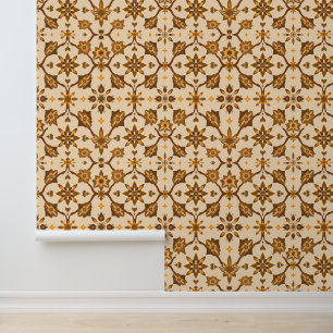  bruin bloemen mandala patroon behang