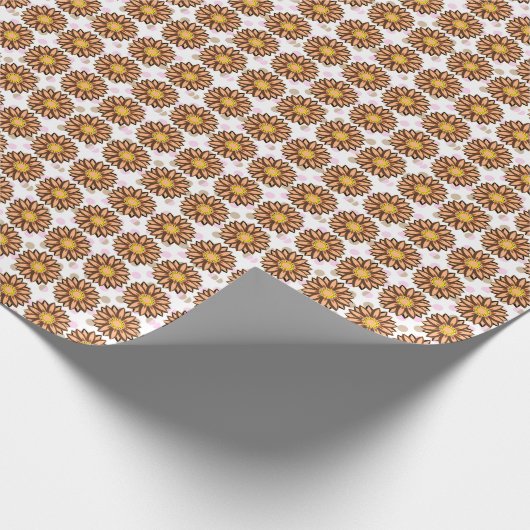 Bruin bloemen roze pokstip Florence Cadeaupapier (Hoek)