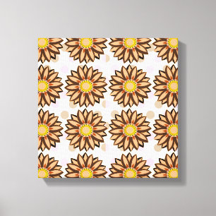 Bruin bloemen roze pokstip Florence Canvas Afdruk