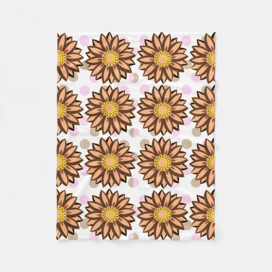 Bruin bloemen roze pokstip Florence Fleece Deken (Voorkant)