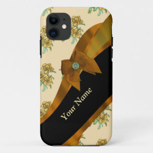 bruin bloemmotief iPhone 11 hoesje