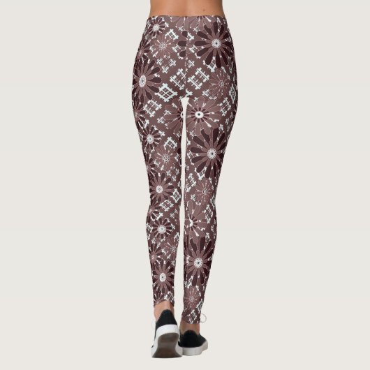 Bruin, bloempatroon leggings (Achterkant)