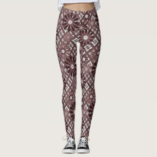 Bruin, bloempatroon leggings