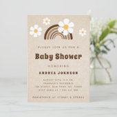 Bruin Boho Rainbow & Daisy Floral Sand Baby shower Kaart (Staand voorkant)