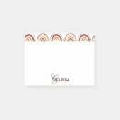 Bruin Boho Rainbow Whimsical Pattern Monogram Naam Post-it® Notes (Voorkant)
