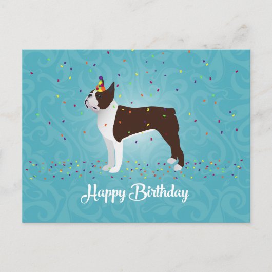 Bruin Boston Terrier Birthday Design Briefkaart (Voorkant)