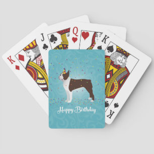 Bruin Boston Terrier Birthday Design Pokerkaarten