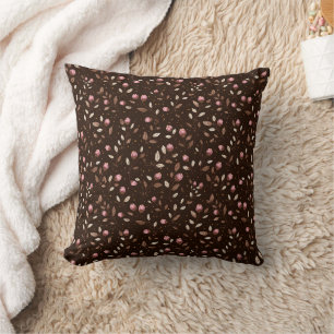 Bruin Bourgondi Roze Wit Bloemig Botanisch Boho Kussen