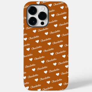 Bruin Brons Herhalende Naam Script Heart Case-Mate iPhone 14 Pro Max Hoesje