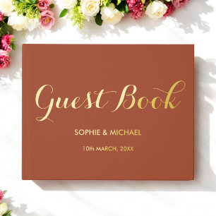 Bruin Bruid Bruid Bruidegom Monogram Folie Guestbo Gastenboek