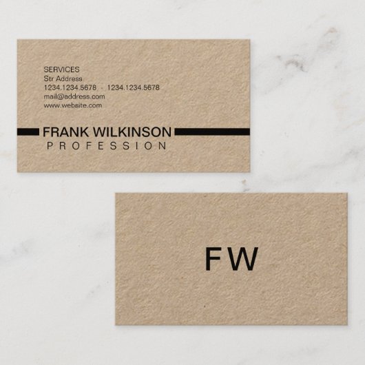 Bruin-bruinkoolstof Visitekaartje (Voorkant / Achterkant)