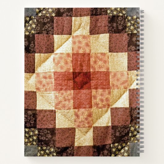 Bruin Calico Patchwork Quilt Notitieboek (Achterkant)