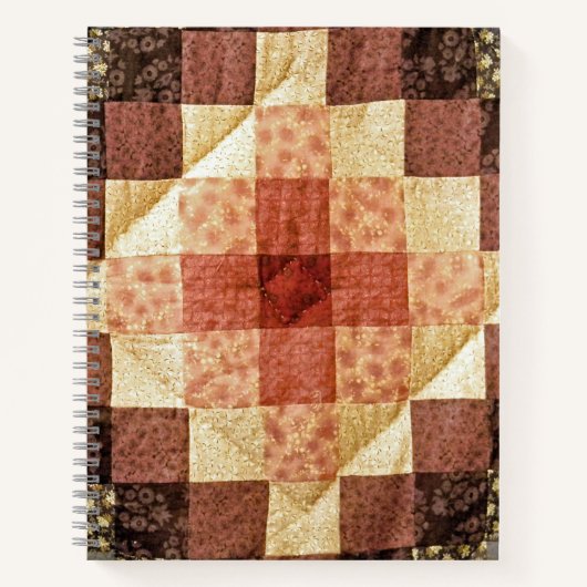 Bruin Calico Patchwork Quilt Notitieboek (Voorkant)