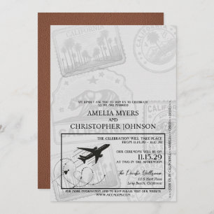 Bruin California Passport Wedding Kaart
