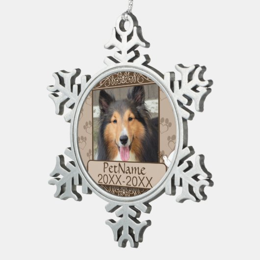 Bruin Calligrafen zwemt op maat Tin Sneeuwvlok Ornament (Rechts)