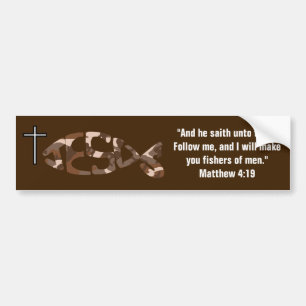 Bruin Camo JESUS vispictogram Bumpersticker